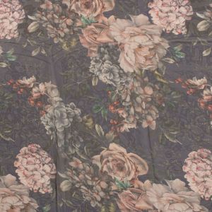 Tecido Musseline Toque de Seda Estampa Maxi Floral Preto