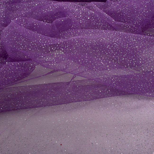 Retalho Tecido Tule Glitter Violeta 1,40 Metro