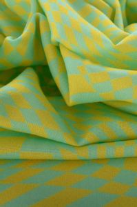 Retalho Tecido Viscose Estampa Doncella Grid Amarelo e Tiffany 1,00 Metro