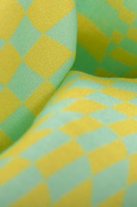 Retalho Tecido Viscose Estampa Doncella Grid Amarelo e Tiffany 1,00 Metro