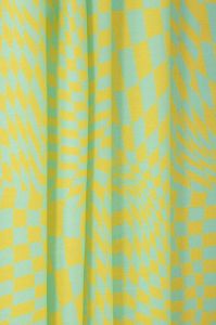 Retalho Tecido Viscose Estampa Doncella Grid Amarelo e Tiffany 1,00 Metro