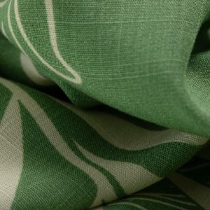 Retalho Tecido Viscose Trama de Linho Barrado Maxi Floral Verde Oliva 0,65 Metro