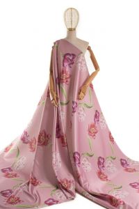 Retalho Tecido Cetim Bucol Estampa Maxi Floral Doncella Rosa Bailarina 1,05 Metro