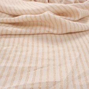 Tecido Crepe de Viscose Listrada Lurex Cor Cru