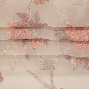 Tecido Jacquard Estampa Floral Cor Creme 