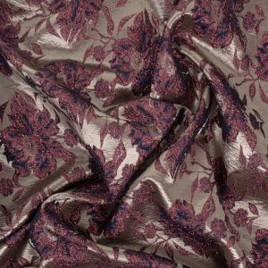 Tecido Jacquard Estampa Floral Cor Prata Envelhecido