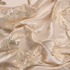 Tecido Jacquard Estampa Floral Creme