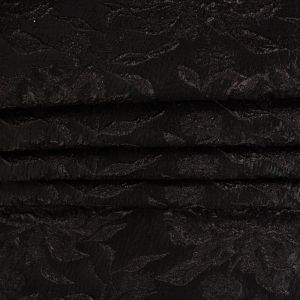 Retalho Tecido Jacquard Estampa Floral Preto 0,80 Metro