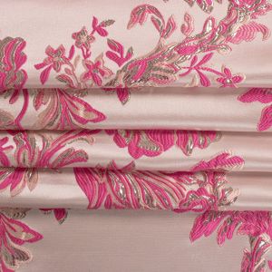 Tecido Jacquard Estampa Floral Rosa Intenso 