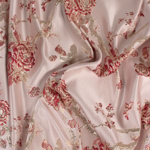 Tecido Jacquard Estampa Floral Vermelho 