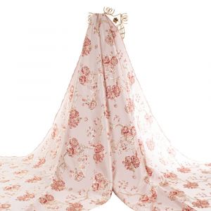 Tecido Jacquard Estampa Floral Vermelho 