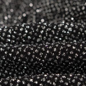 Retalho Tecido Malha Glitter Preto com Prata 0,70 Metro