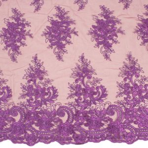 Retalho Tecido Renda Soutache Cor Violeta 0,40 Metro