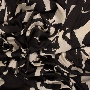 Tecido Seda Chiffon Italiana Estampada Preto