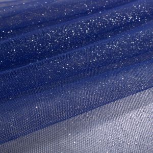 Retalho Tecido Tule Glitter Azul Bic 0,60 Metro