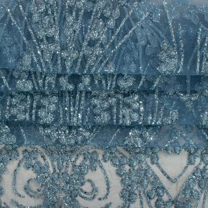 Retalho Tecido Tule Glitter Azul Serenity 1,40 Metro