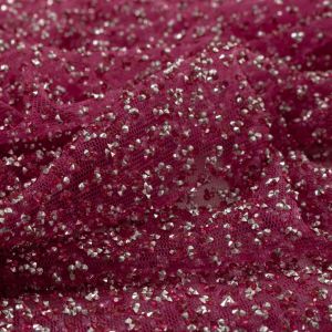 Tecido Tule Glitter Diamante Barrado Rosa Choque