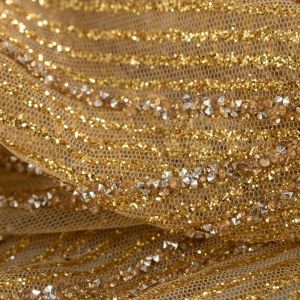 Tecido Tule Glitter Diamante Dourado