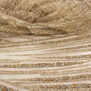 Tecido Tule Glitter Diamante Dourado