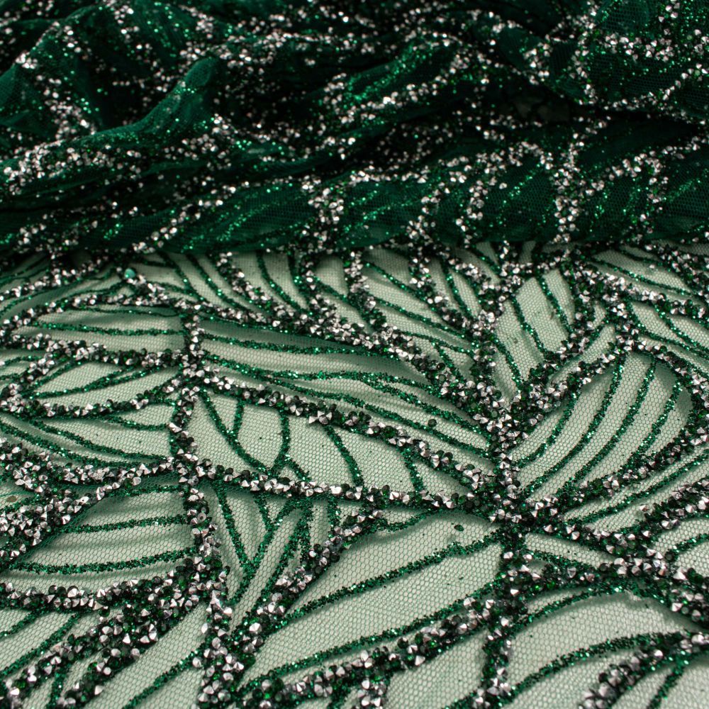 Tecido Tule Glitter Diamante Verde Esmeralda