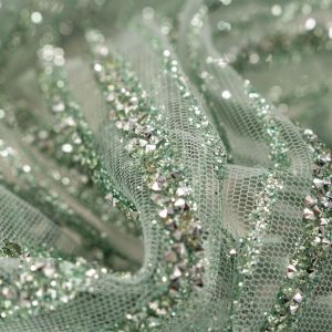 Tecido Tule Glitter Diamante Verde Menta