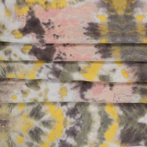 Tecido Viscose Estampa Tie Dye Amarelo Verde Preto e Rosa