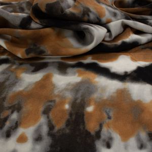 Tecido Viscose Estampa Tie Dye Marrom Preto e Cinza