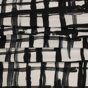 Tecido Viscose Italiana Estampa Abstrata Preto e Branco