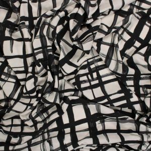 Tecido Viscose Italiana Estampa Abstrata Preto e Branco