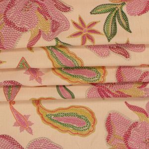 Tecido Viscose Premium Estampa Floral Paisley Cor Baunilha