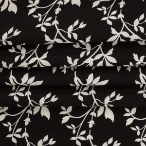 Tecido Viscose Trama de Linho Estampa Floral Preto