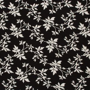 Tecido Viscose Trama de Linho Estampa Floral Preto