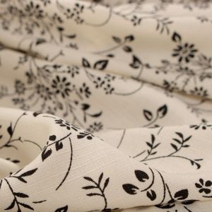 Tecido Viscose Trama de Linho Estampa Liberty Cor Creme