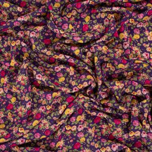 Tecido Viscose Trama de Linho Estampa Liberty Cor Violeta