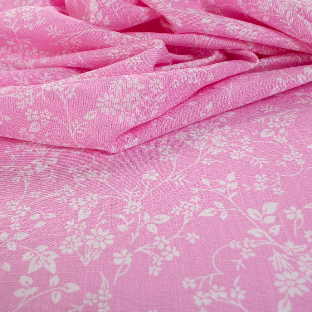 Tecido Viscose Trama de Linho Estampa Liberty Rosa