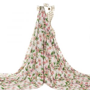 Tecido Viscose Trama de Linho Estampa Maxi Floral Off White